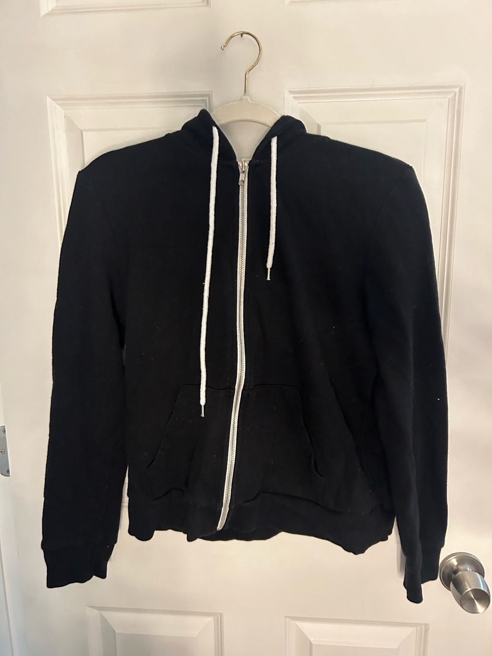 Forever 21 Black Hoodie with White Drawcords